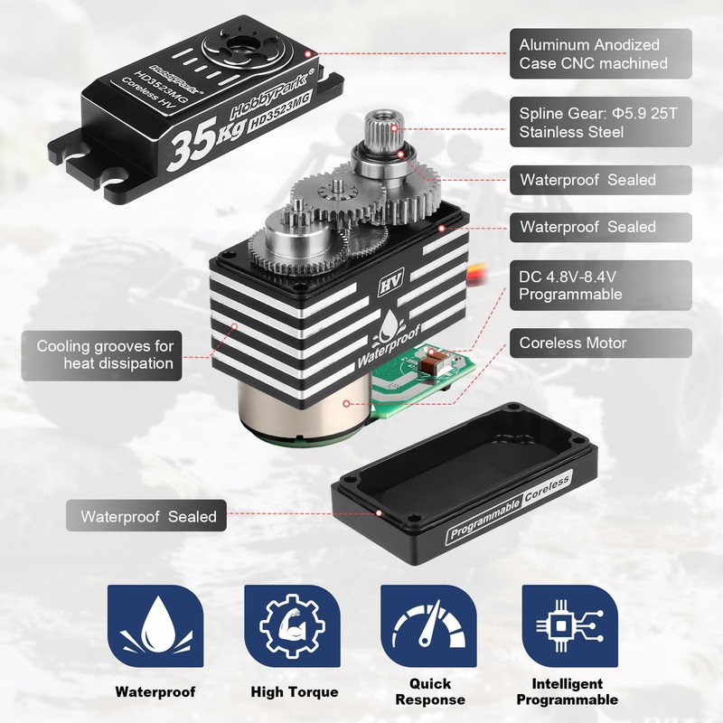 HobbyPark 35kg RC Servo Waterproof High Torque Metal Gear Digital