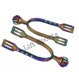 Lift Sports Rainbow Multi Color Crystals Horse Spurs Smooth Roller Ball Adult Size Riding