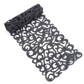 Felt Table Runner, Hollow Flower Design Tablecloth Table Mats Table Placemats Coasters Can Be Used As an Accessory for your Dining Room Decoration, Washable, 100 x 30 cm grey