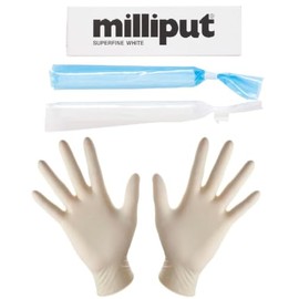 1 x Milliput Superfine White Epoxy Putty with One Pairs of Gloves Filling dents and Scores in Metal, Plastics, or Woods Repairing Water and Fuel Systems Jewellery Making