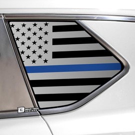 BOGAR TECH DESIGNS Precut Quarter Window American Flag Vinyl Decal Sticker Compatible with Nissan Rogue 2021-2025, Thin Blue Line