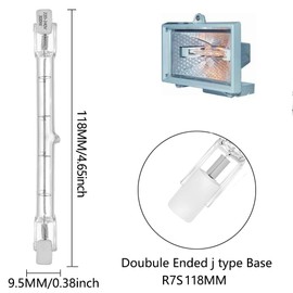 VINBE ECO HaloLine Halogen Tube, R7S Base, T3 Halogen Tube lamp, 230V, 230W=300W, 118 mm, Warm White - 2800K (5 Pieces)