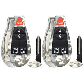 2X New Camouflage Entry 5 Buttons Remote Start Car Key Fob Fobik Shell / CASE M3N5WY783X IYZC01C for Compatible with Town Country Dodge Grand Caravan VW Routan.. - (No Electronics or Chip Inside)