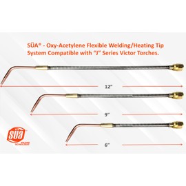 SÜA - Oxy-Acetylene Flexible Welding/Heating Tip System Compatible with “J” Series Victor Torches - 9 inches