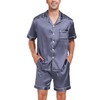 SWOMOG Mens Silk Satin Pyjamas Sets Short Sleeve PJs Sets