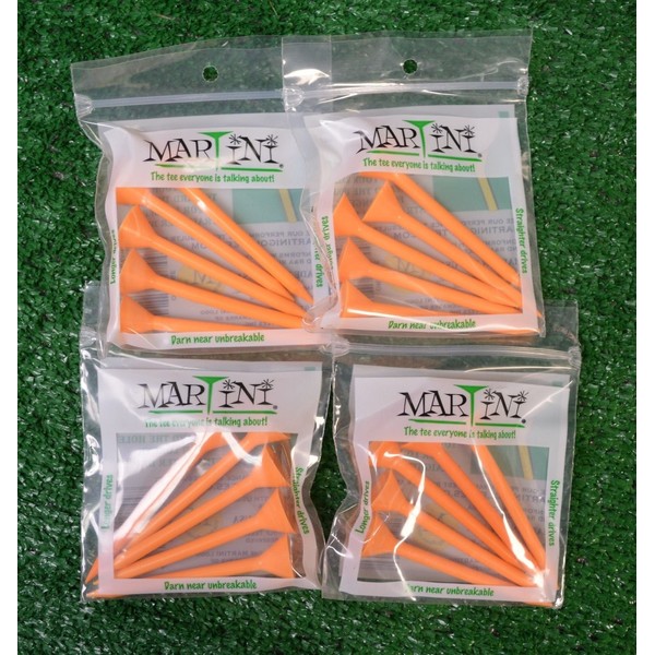 Martini 3 1/4" Orange Color Golf Tees - 4 Packs