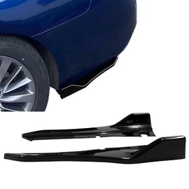 IKON MOTORSPORTS, Rear Apron Compatible with 2018-2024 Infiniti Q50, Gloss Black PP Rear Bumper Lip Splitter Diffuser Canards Pair, 2015 2016 2017 2018 2019 2020 2021