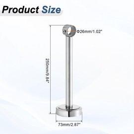 sourcing map 2Set Ceiling Mount Bracket Fit 1.02inch Pipe, Stainless Steel Curtain Rod Holder Closet Rod Holders for Wardrobe Bathroom Curtain Pipe, 9.84inch Length