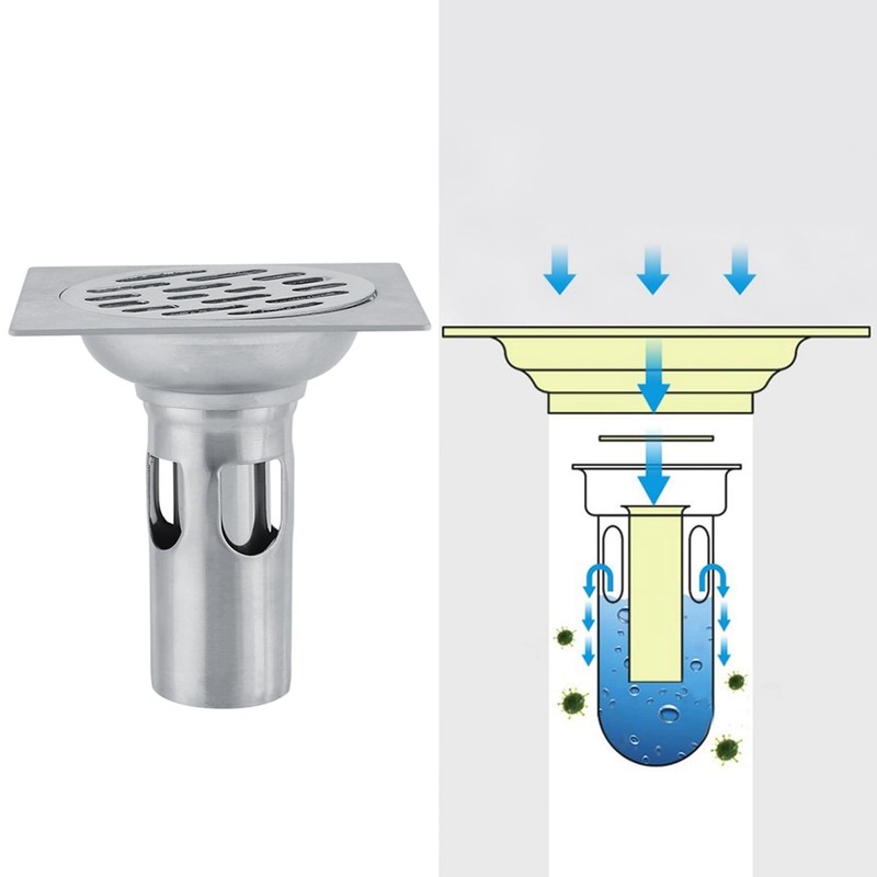 Thickened Stainless Steel Odourless Shower Square Odourless Floor Drain Waste