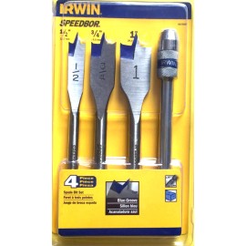 IRWIN 4 PC SPEEDBOR BLUE GROOVED SPADE BIT SET
