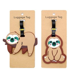 Sloth Luggage Tags for Suitcases 2-Pack Cute Silicone Luggage Tag with Name ID Card Funny Suitcase Label