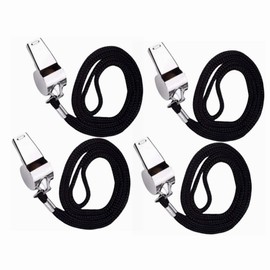 Jindizi Whistle, 4 Pack Stainless Steel Sports Whistles with Lanyard, Coach Whistles Metal Whistle, Loud Crisp Sound Whistles Great for Coaches, Referees, Training and Officials (Silver)