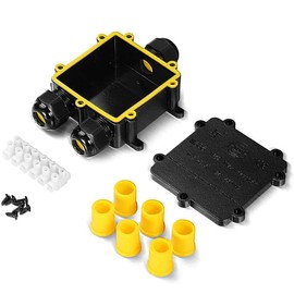 CONGENIOS XXL Connection Box with 3 x M25 Cable Entry (Extra Large), Includes Lustre Terminal, for Underground Cables up to 5 Cores (220-240V), Cable Connector, IP68, Waterproof Cable Sleeve, Black