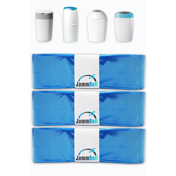JammBell Nappy Eater Refill Compatible with Tommee Tippee, Foppapedretti Pigs etc. - 3 Odour Binding Bags with 7 Layers of Protection