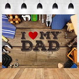 LTLYH 8x6ft Happy Father's Day Photography Backdrop Decorations I Love Dad Father's Day Party Decor Photoshoot Backdrop Father's Day Photo Banner Background 268
