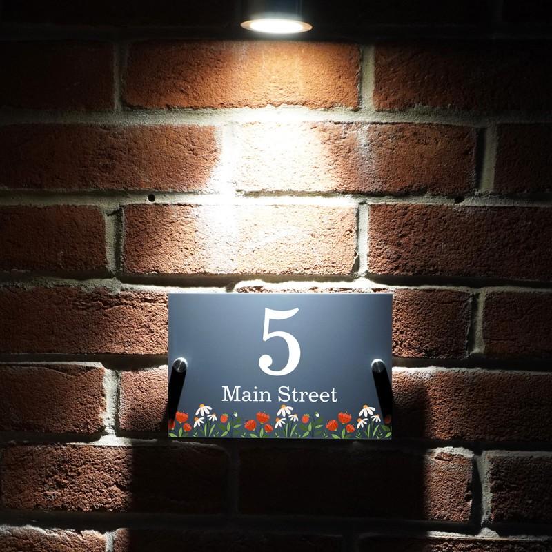 Badgemaster Modern Anthracite House Number Sign Plaque Stainless Steel Standoffs