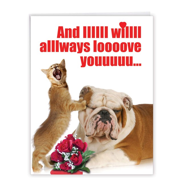 NobleWorks, Big Animal Valentines Card with Envelope (8.5 x 11 Inch) - Jumbo Notecard for Valentine's Day - And IIIIII Will Always J2180