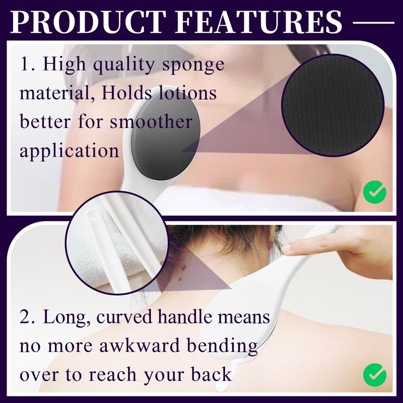 Lotion Applicator for Back - Long Handled Sponge for Easy