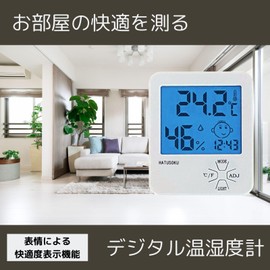 HATUSOKU Digital Thermometer/Hygrometer, Thermometer, Hygrometer, Comfort Face Display (Backlight)