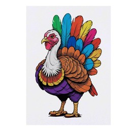 'Colourful Turkey With Feathers on Display' Temporary Tattoo - Water Resistant, Skin-Safe, Non-Toxic Transfer (TO00069853)