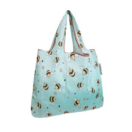 Bowbear Small Foldable Nylon Reusable Shopping Grocery Bag, Busy Bees