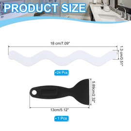 PATIKIL Badewanne Anti-Rutsch Aufkleber 18x1,3 cm, 24er Pack S-Form Sicherheits Dusche Grund Anti-Rutsch Aufkleber mit Klebepunkten Schaber für Badewanne Dusche Grund Treppe, Weiß