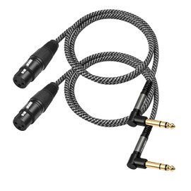 SZLliyxs 2 Pack Right Angle 6.35mm TRS to XLR Female,3FT, Right Angle 1/4" TRS to XLR 3Pin Female,Braided Shield for Speakers, Stage, DJ and More, DI Box Keyboard to Mixer