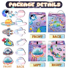 SietDESEO Valentines Day Cards for Kids and Mailbox for Classroom Exchange, Space Flight Theme Valentines Card Box for Classroom Exchange Boys Girls School Class Party Favors