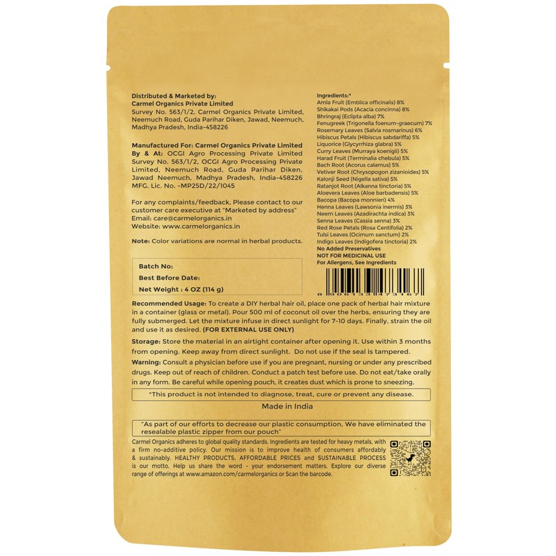 CARMEL ORGANICS Herbal Hair Oil Mix | 21 Herbs For