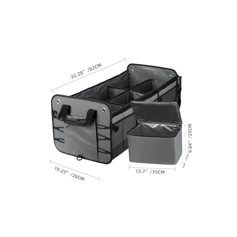 VEHITO Universal Gray Waterproof Car Trunk Storage Organizer &3compartments