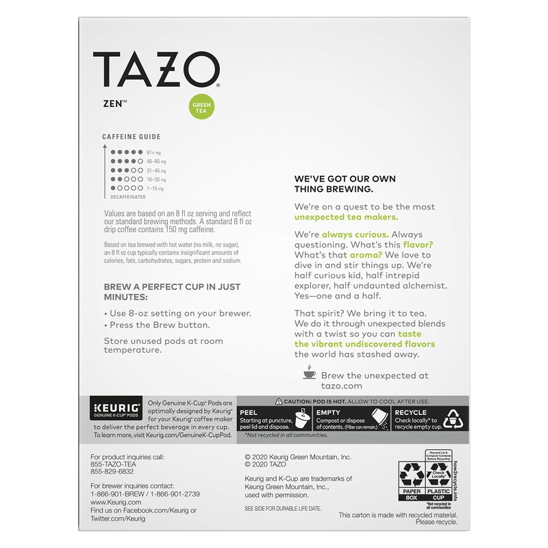 TAZO Tea K-Cups, Green Tea, Zen, 22 Pods