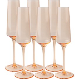 Saludi Colored Champagne Flutes - As Seen on 'Bachelor in Paradise' - 6.5oz (Set of 6) Stemmed Glass - Great for All Occasions and Gifts - Luxury, Durable, Hand-Blown (Light Peach)