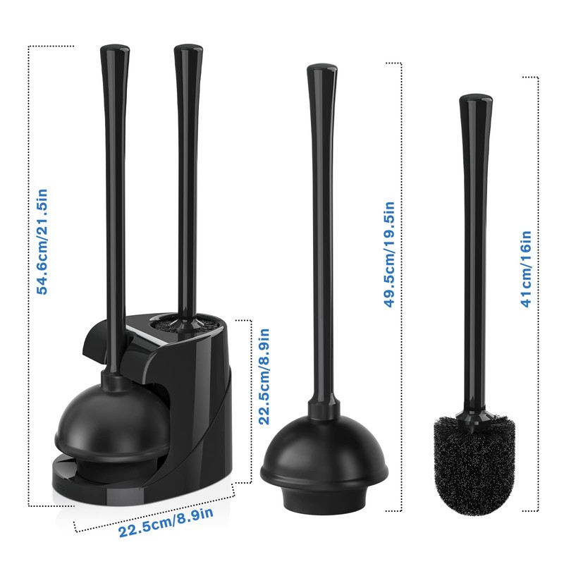 Toilet Plunger and Brush with Holder, Bowl Brush and Heavy