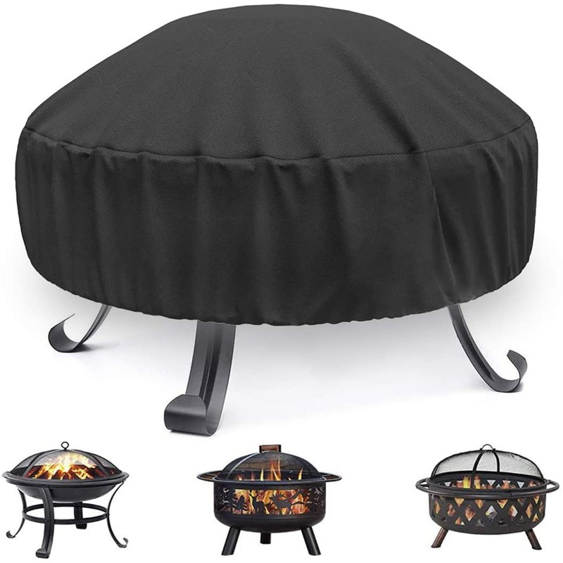 Fire Pit Cover Round Patio Outdoor Fireplace Cover Waterproof Dustproof