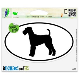 Airedale Terrier Dog Breed Shape Oval Vinyl Car Bumper Window Sticker 5" x 3"