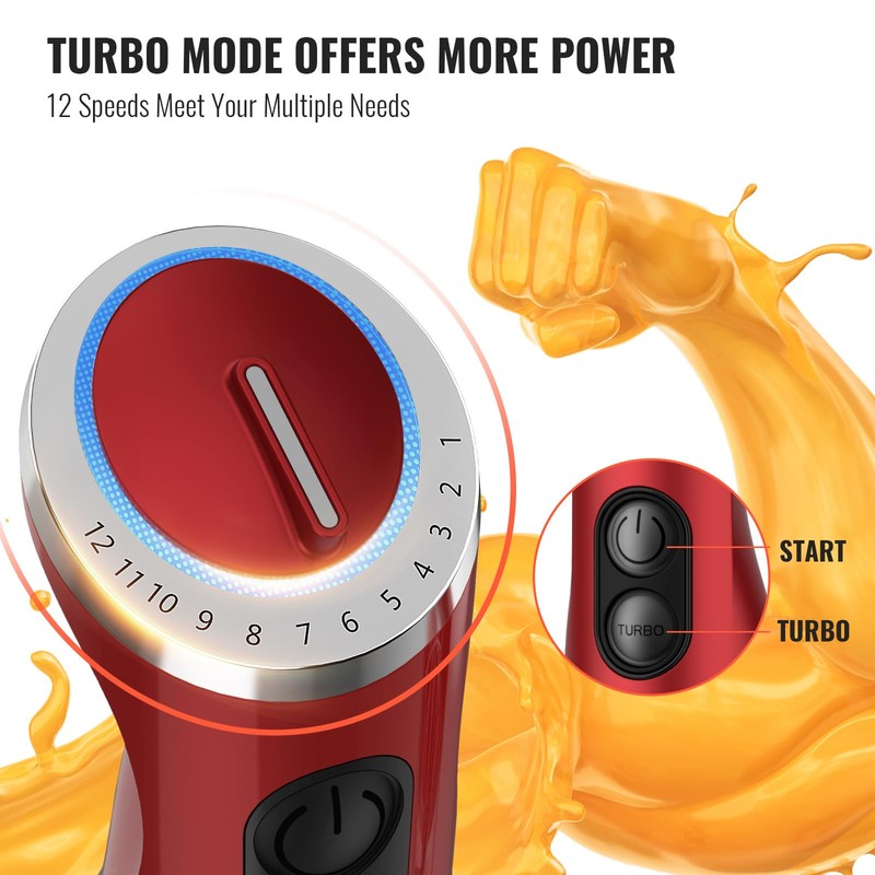 KOIOS 5-in-1 Hand Immersion Blender, 1000W 12 Speed Handheld Blender