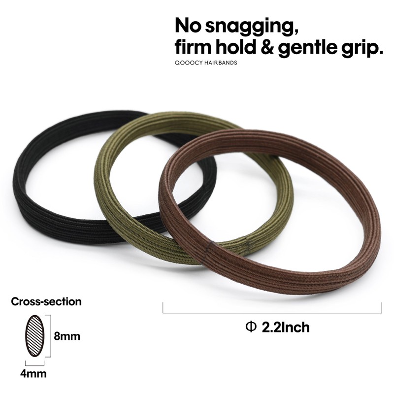 Qooocy 8MM No-Slip Women Hair Ties for Thick & Curly