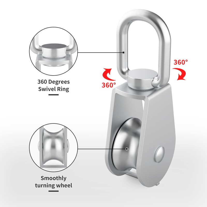 DBREAKS Stainless Steel Pulley, Rope Block with 25 mm Roller,