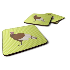 Carolines Treasures Bourbon Red Turkey Hen Green Foam Coaster Set of 4 3 1/2 x 3 1/2 multicolor