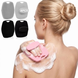 Cepillo de Silicona para Cuerpo 4 Pcs, Cepillo Corporal para Masaje Limpiador y Exfoliante, Cepillo Exfoliante Corporal Cerdas Suaves para Limpiar y