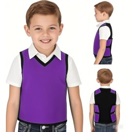 Sensory Compression Vest for Kids - Autism & ADHD Deep Pressure Therapy, Breathable Form-Fitting SPD Clothing, Calming Anxiety Relief, OT Support Purple