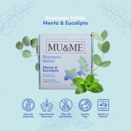 Shampoo Solido Mu&me Menta & Eucalipto Control Caspa 60gr