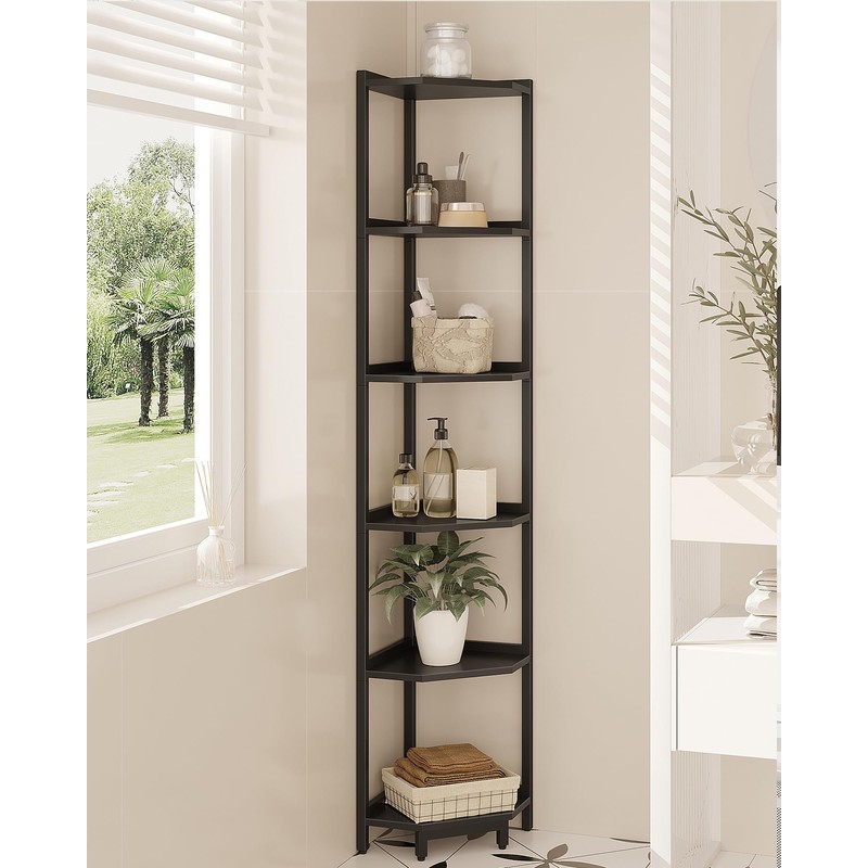Hzuaneri Corner Shelf Stand, Corner Bookshelf, Storage Standing Shelf Unit