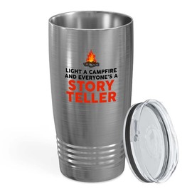 Camping Stainless Viking Tumbler 20oz - Light A Campfire - Camper Lover Funny Traveler Backpacker Outdoor Hiking Mountain Peak Tent Weekend Activity