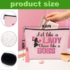 Cheerleader Gifts, 4 Pcs Cheer Makeup Bag Cheer Gifts Cheer Stuff Cosmetic Bag Cheerleading Gifts for Women Girls Friends Teammates Travel Toiletry Bag, Graduation Birthday Gifts Cheer Team Gifts