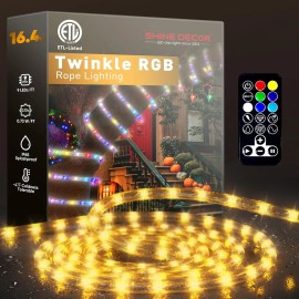 Festive Christmas Twinkle Lights ETL 360° RGB Multicolor 16FT Connectable Durable Clear Tube Cold Waterproof LED Rope LightLamp Power(W): /, Length: 20m, Color: Colorful, Emitting Color: RGB Twinkle