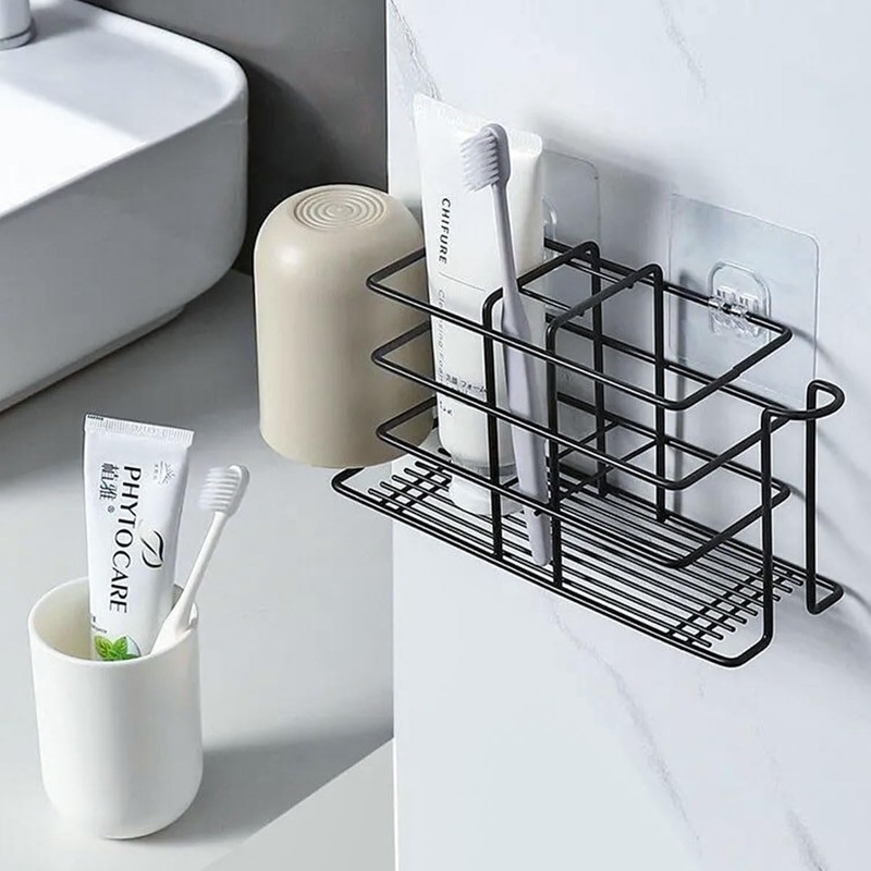 Toothbrush Holders for Bathrooms - Metal Countertop Toothbrush and Toothpaste