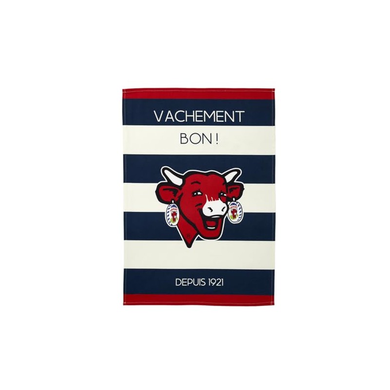 Coucke Printed Cotton Tea Towel Cow with Stripes 50 x