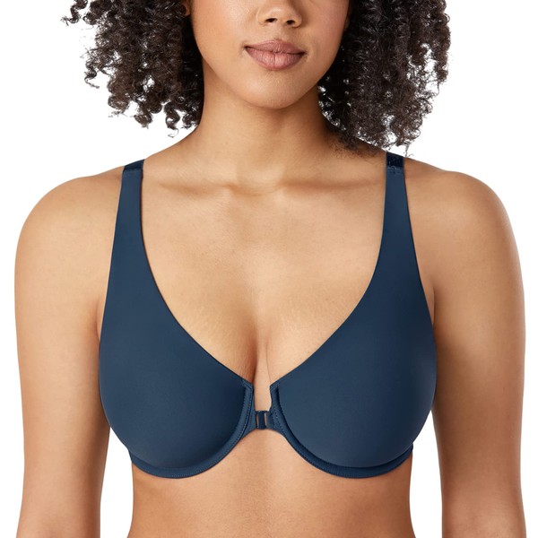 DELIMIRA Women's Front Closure Bras Seamless Plus Size Plunge Underwire