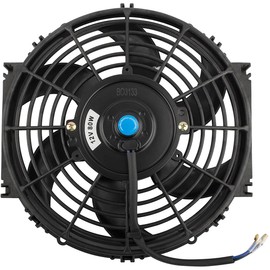 10" inch Slim Fan Pull Electric Radiator Cooling 12V 80W High Performance Mount Universal Kit Black Heavy Duty Wide Curved 6 Blades